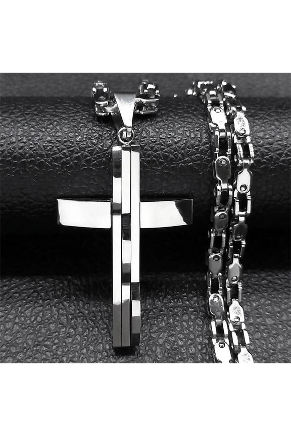 Hip Hop Cross Pendant Necklace for Men 14K White Gold Faith Chain Necklaces Christmas Gift Jewelry colar masculino