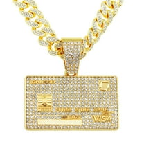 Hip Hop Cuban Chains Bank Card Shape Pendants Necklace for Men and Women Necklaces Jewelry Iced Out Bling Chain