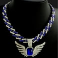thumbnail image 1 of Hip Hop Cuban Chains Blue Gemstone Wing Pendant Diamond Cuban Necklace for Men and Women 15mm Necklaces Jewelry Iced Out Bling Chain, 1 of 6