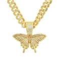 thumbnail image 1 of Hip Hop Cuban Chains Butterfly Pendant Necklace With 13mm Miami Cuban Chain Iced Out Bling HipHop Necklaces Fashion Jewelry, 1 of 9