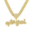 thumbnail image 1 of Hip Hop Cuban Chains English letter Angel Pendant Necklace With 13mm Miami Cuban Chain Iced Out Bling HipHop Necklaces Fashion Jewelry, 1 of 8