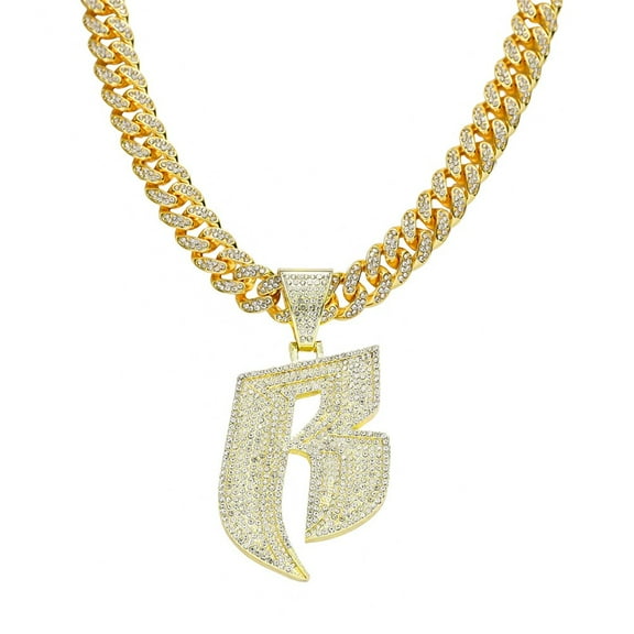 Hip Hop Cuban Chains Large Letters B Pendant Necklace With 13mm Miami Cuban Chain Iced Out Bling HipHop Necklaces Fashion Jewelry