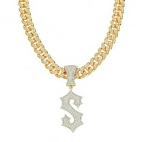 Hip Hop Cuban Chains Letters S Pendant Necklace With 13mm Miami Cuban Chain Iced Out Bling HipHop Necklaces Fashion Jewelry