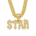 thumbnail image 1 of Hip Hop Cuban Chains Letters STAR Pendant Necklace With 13mm Miami Cuban Chain Iced Out Bling HipHop Necklaces Fashion Jewelry, 1 of 10