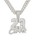 thumbnail image 1 of Hip Hop Cuban Chains Number 23&Letters Pendant Necklace With 13mm Miami Cuban Chain Iced Out Bling HipHop Necklaces Fashion Jewelry, 1 of 7