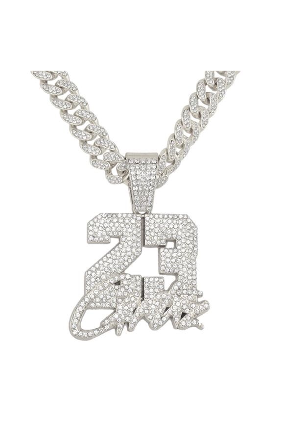 Hip Hop Cuban Chains Number 23&Letters Pendant Necklace With 13mm Miami Cuban Chain Iced Out Bling HipHop Necklaces Fashion Jewelry