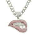 thumbnail image 1 of Hip Hop Cuban Chains Pink Lips Pendant Necklace With 13mm Miami Cuban Chain Iced Out Bling HipHop Necklaces Fashion Jewelry, 1 of 9