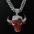 thumbnail image 1 of Hip Hop Cuban Chains Red Bull Head Pendant Necklace With 13mm Miami Cuban Chain Iced Out Bling HipHop Necklaces Fashion Jewelry, 1 of 7