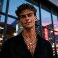 thumbnail image 1 of Hip Hop Cuban Chains Red Drip Oil Letters KING Pendant Necklace With 15mm Miami Cuban Chain Iced Out Bling HipHop Necklaces Fashion Jewelry, 1 of 6