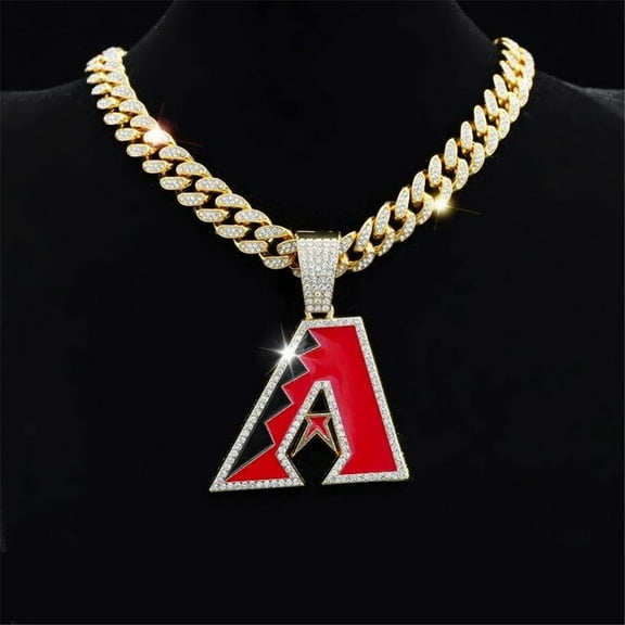Hip Hop Cuban Chains Red Letter A Pendant Necklace With 15mm Miami Cuban Chain Iced Out Bling HipHop Necklaces Fashion Jewelry