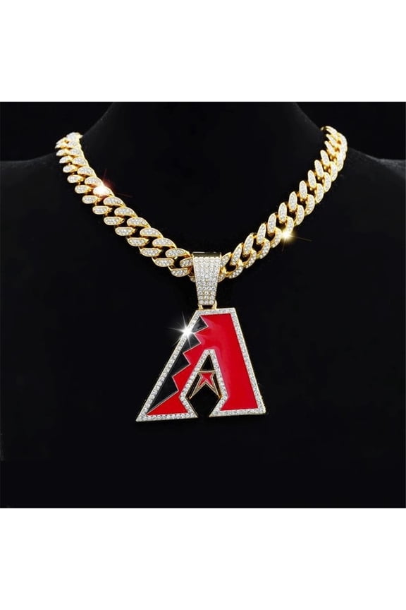 Hip Hop Cuban Chains Red Letter A Pendant Necklace With 15mm Miami Cuban Chain Iced Out Bling HipHop Necklaces Fashion Jewelry