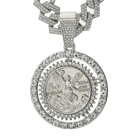 Hip Hop Cuban Chains Rotating Angel Pendant Necklace With 15mm Miami Cuban Chain Iced Out Bling HipHop Necklaces Fashion Jewelry