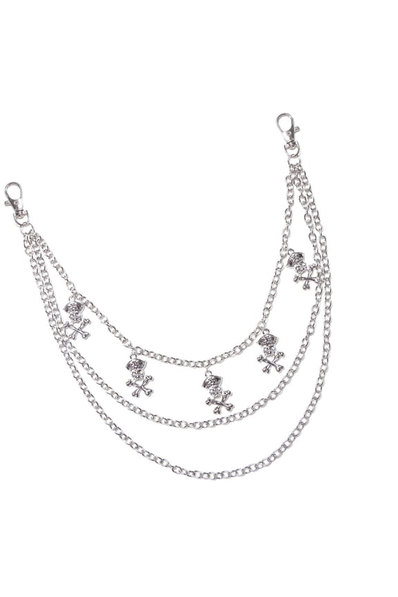 Hip Hop Edgy Skull Decorated Belt Chain for Gothic Punk Clothing Styles