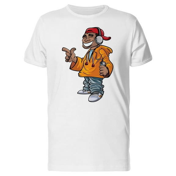 Hip Hop Fan With Headphones T-Shirt Men -Image by Shutterstock, Male 3X-Large