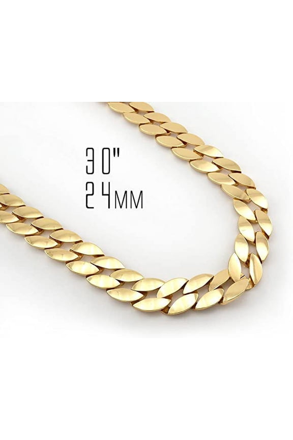 Hip Hop Fashion Gold Tone 2 Chainz Cuban Link Chain Necklace 30" 24MM Thick