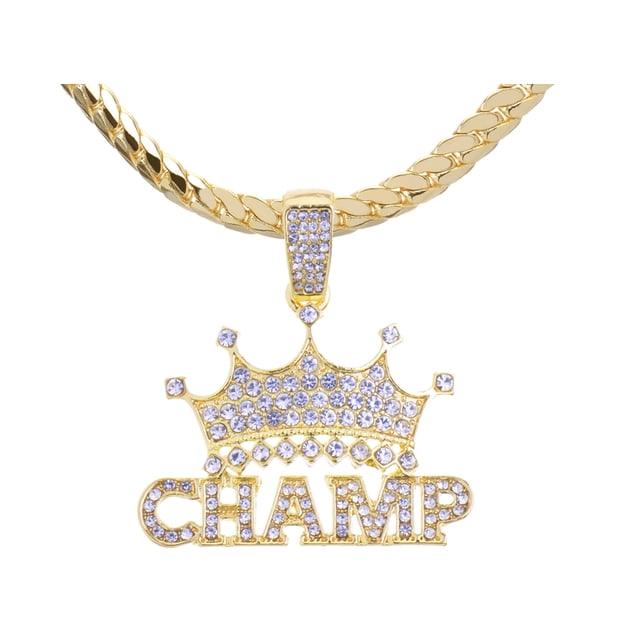 Hip Hop Fashion Iced Rapper King Crown CHAMP Bling Pendant 20
