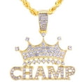 thumbnail image 1 of Hip Hop Fashion Iced Rapper King Crown CHAMP Bling Pendant 24" 14k Gold Plated Rope Chain HC 1292 G (24" Rope Chain), 1 of 4