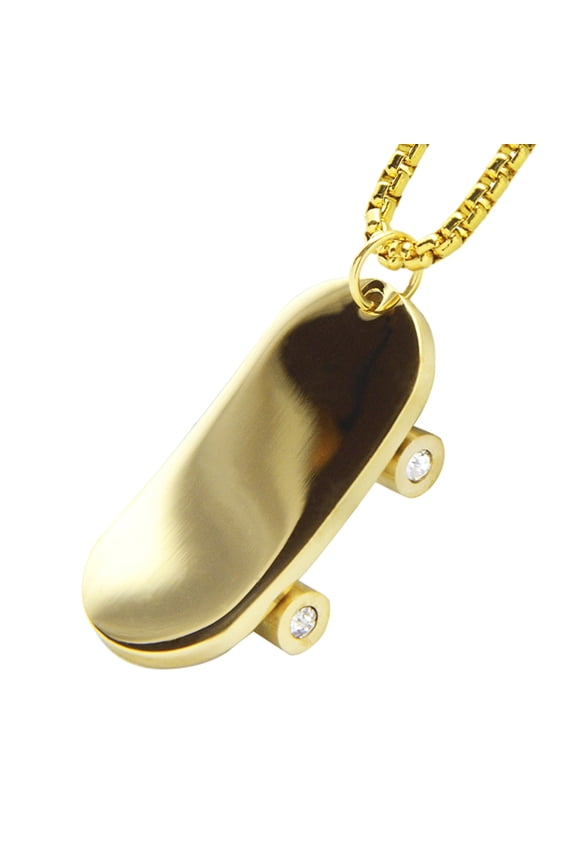 Fashion Stainless Steel Skateboard Pendant with Box Chain 24" SCP 184 G