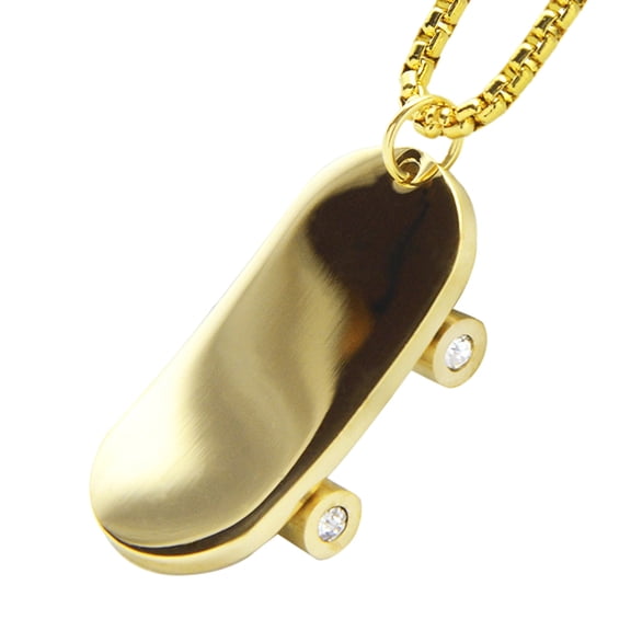 Fashion Stainless Steel Skateboard Pendant with Box Chain 24" SCP 184 G