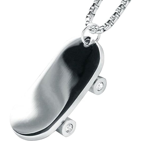 Hip Hop Fashion Stainless Steel Skateboard Pendant with Box Chain 24" SCP 184 S