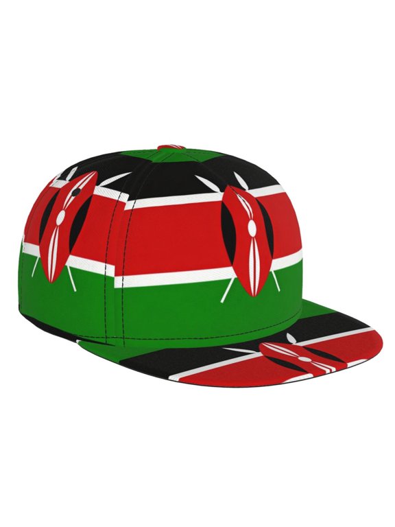 Hip Hop Flat-Brimmed Hat Africa Kenyans-Flag Rock Cap Snapback Hat for Men Women