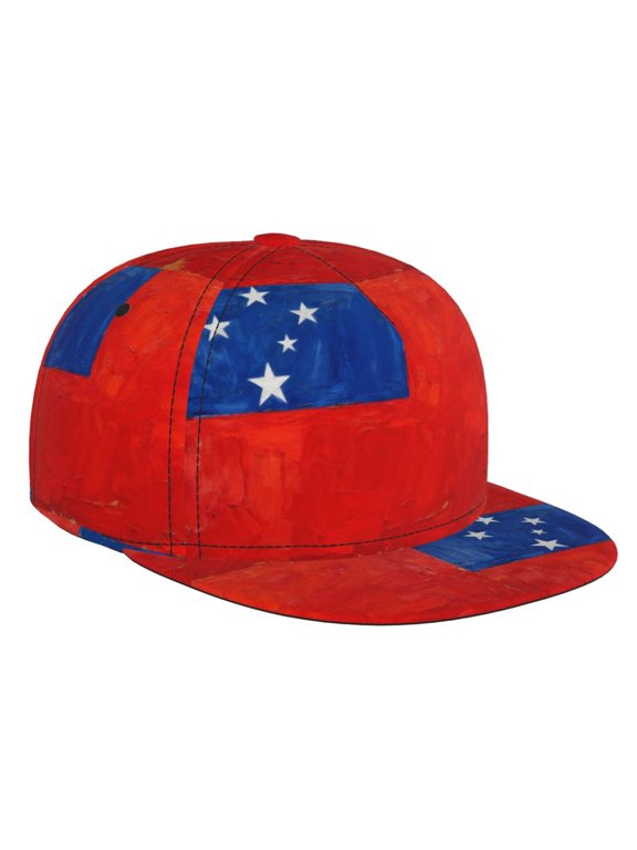 Hip Hop Flat-Brimmed Hat Samoan Flag Rock Cap Snapback Hat for Men Women