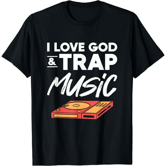 Hip Hop Graphic I Love God And Trap Music For Men Black Casual T-Shirt