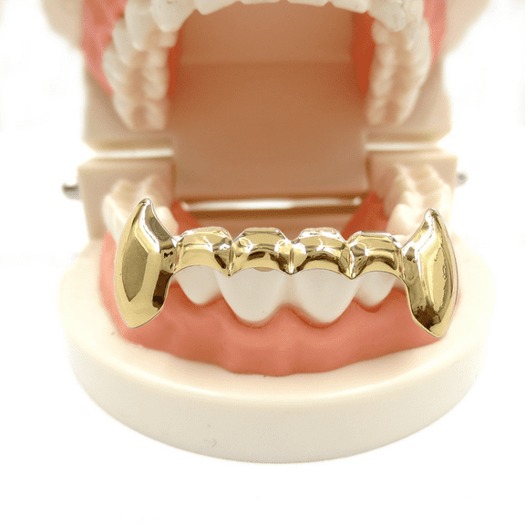Hip Hop Grillz for Your Teeth - Gold-Plated Playful Teeth Jewelry for Parties, Festive Events & Casual Wear, Christmas Jewelry for Fun