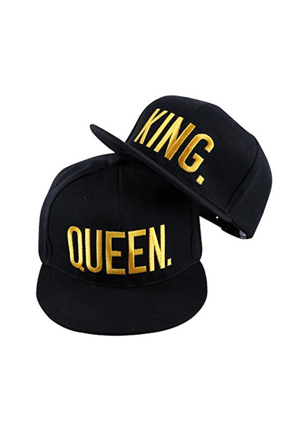 Hip-Hop Hats King and Queen 3D Embroidered Lovers Couples Snapback Caps Adjustable