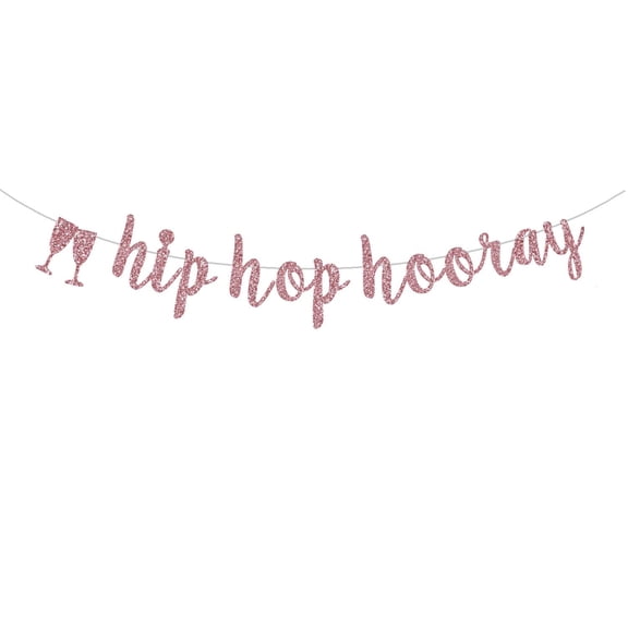 Hip Hop Hooray Banner, Rose Gold Glitter Birthday/Play Room/Housewarming/Easter/Springtime Party Decor. (Pre-Strung)