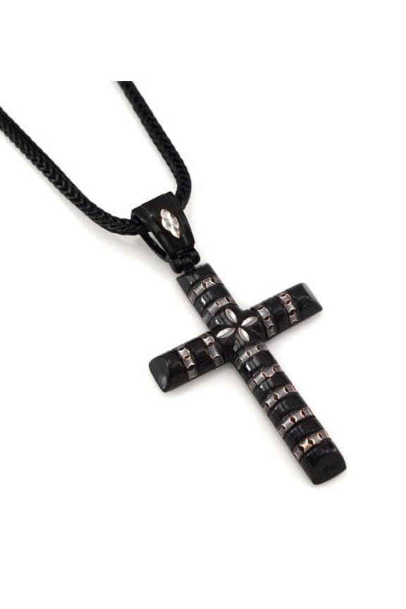 Hip Hop Hot Celebrity Hematite Black Tone Log Cross Pendant free 36" Chain
