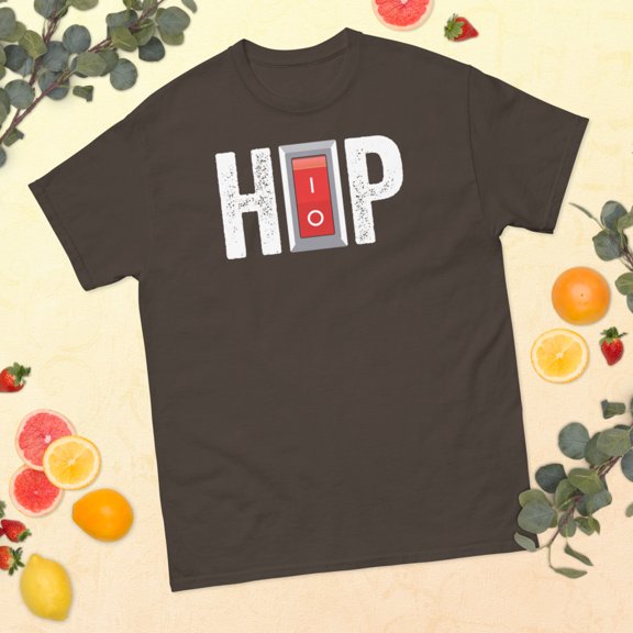 Hip Hop IO with toggle switch rap and breakdance hip-hop Graphic classic tee (Dark Chocolate, L)