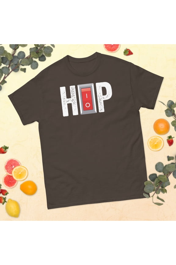 Hip Hop IO with toggle switch rap and breakdance hip-hop Graphic classic tee (Dark Chocolate, XL)