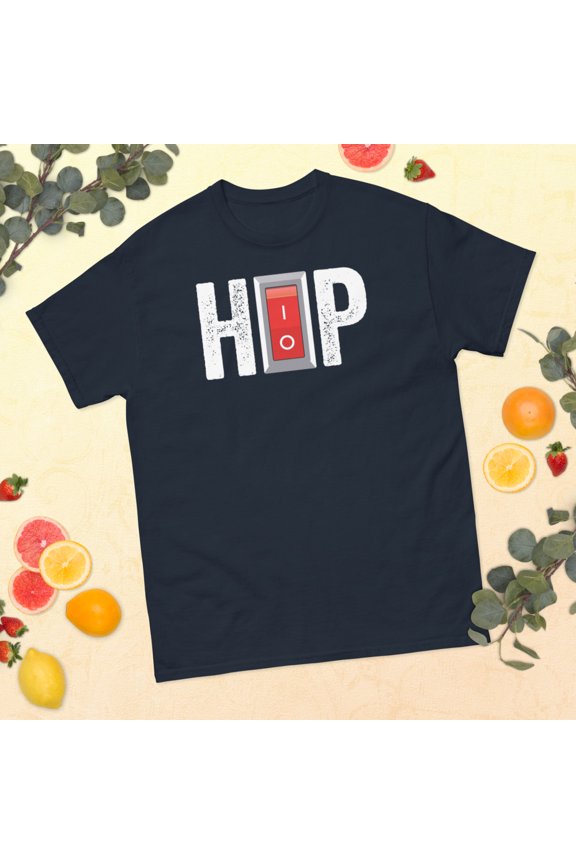 Hip Hop IO with toggle switch rap and breakdance hip-hop Graphic classic tee (Navy, XL)