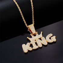 Hip Hop Ice Out Alphabet Savage 14K Yellow Gold Pendant Necklace Cool Men Women Hip Hop Rock Rap Jewelry Gifts
