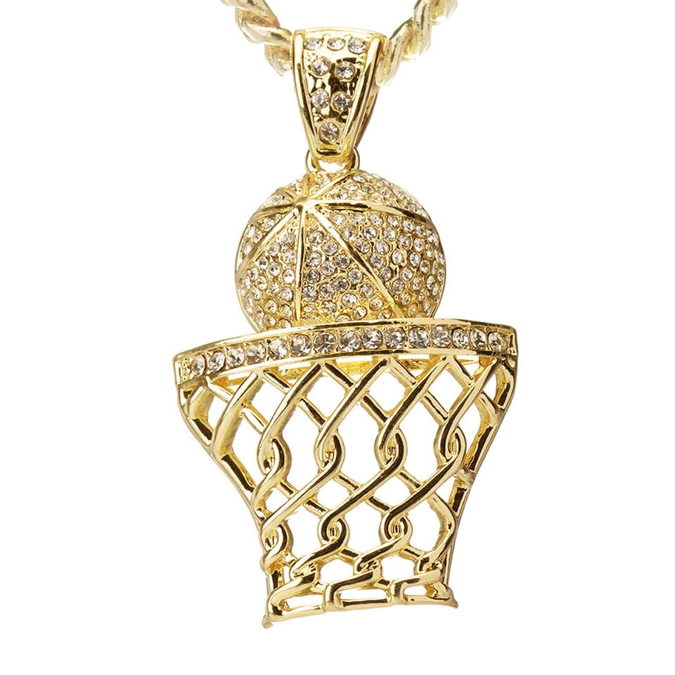 GOLDCHIC Iced Out Initial Pendant Necklace - Gold Plated CZ Letter Charm With Tennis Chain, Hip Hop Jewelry For Men & Women