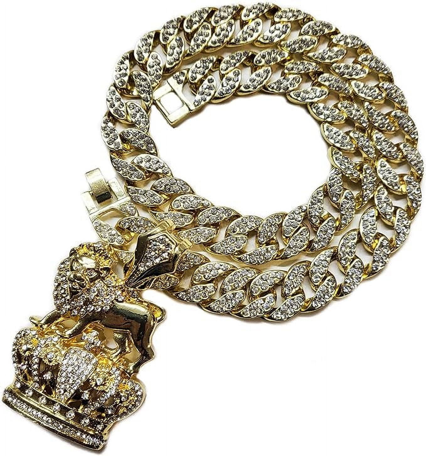 Hip Hop Iced Gold Plated Cubic Zirconia LION KING CROWN