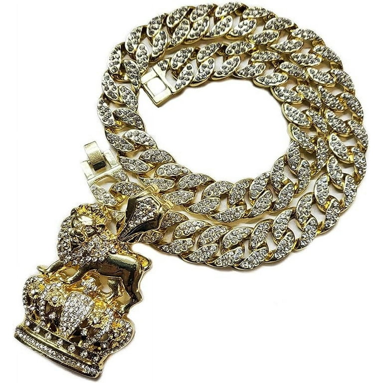 Cuban King Chain Necklace King Ice Iced Diamond Cut 12mm 20