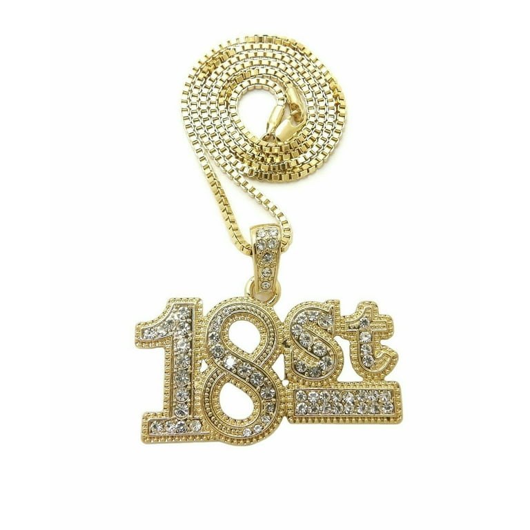 Hip Hop Iced Meek Mill 18ST Pendant 18 20 24 Cuban Rope Box Chain Necklace