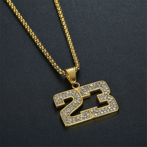 Hip Hop Iced Out Basketball Number 23 Pendant Necklace Male 14K Yellow Gold Chains For Men Jewelry