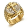 thumbnail image 1 of Hip Hop Iced Out Big Jesus Ring Male 14K Yellow Gold Christian Cross Rings For Men Religious Jewelry, 1 of 6