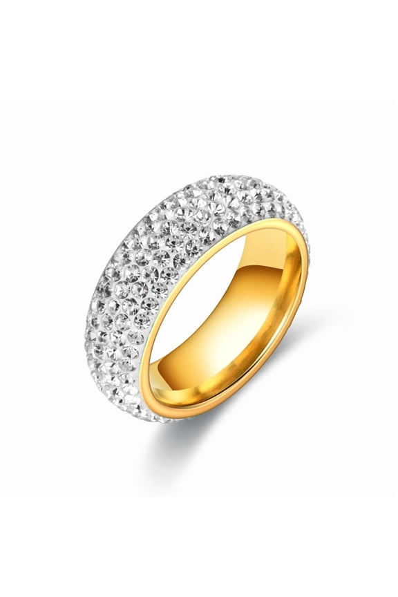 Hip Hop Iced Out Bling 2 Row CZ Ring Female 14K Yellow Gold Wedding Engagement Rings For Women Men Jewelry High Quality