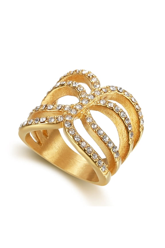 Hip Hop Iced Out Bling Big Butterfly Ring Female 14K Yellow Gold Cocktail Rings For Women Party Jewelry High Quality