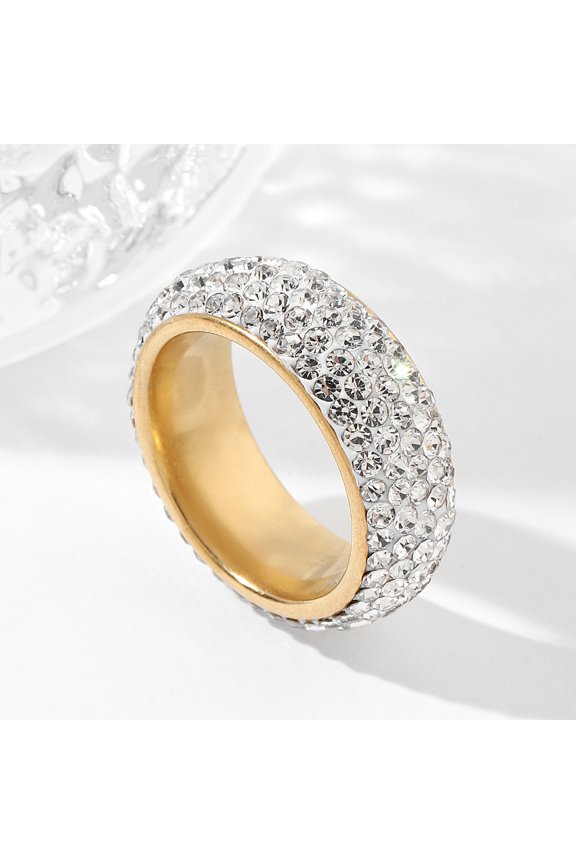 Hip Hop Iced Out Bling Ring 14K Yellow GoldCZ Cubic Zirconia Wedding Engagement Rings For Women Men