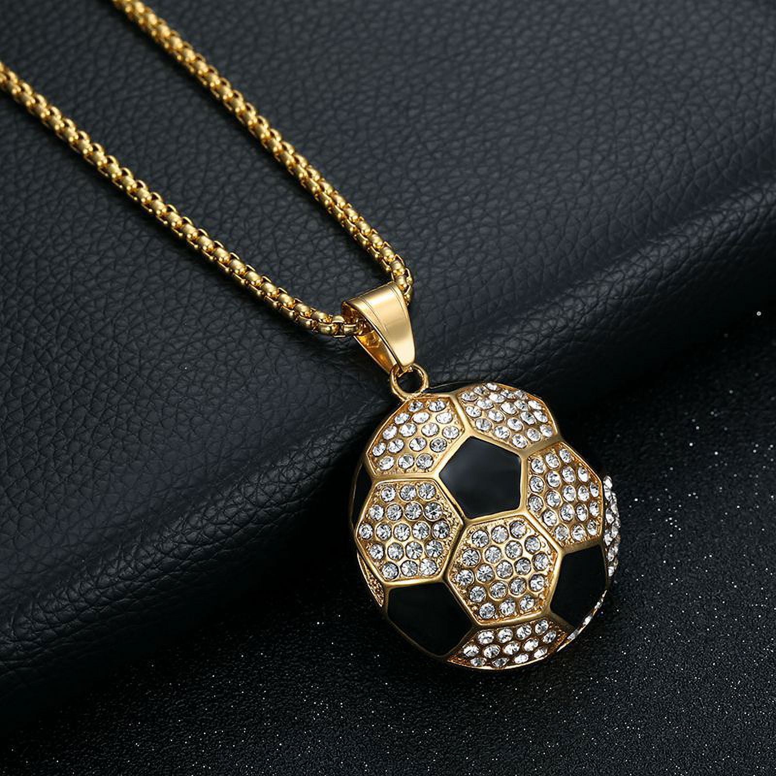 Hip Hop Iced Out Bling Soccer Football Pendant Dropshipping 14K 