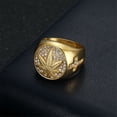 thumbnail image 1 of Hip Hop Iced Out Hemp Leaf Ring 14K Yellow Gold Cool Rings For Men Hippie Jewelry Gift, 1 of 6