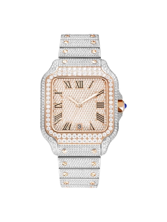 19.2CT Hip Hop Iced Out VVS1 Moissanite Watch, Collection of 3302 D Color Moissanite Stones,Luxury Full Automatic Mechanical Wristwatch