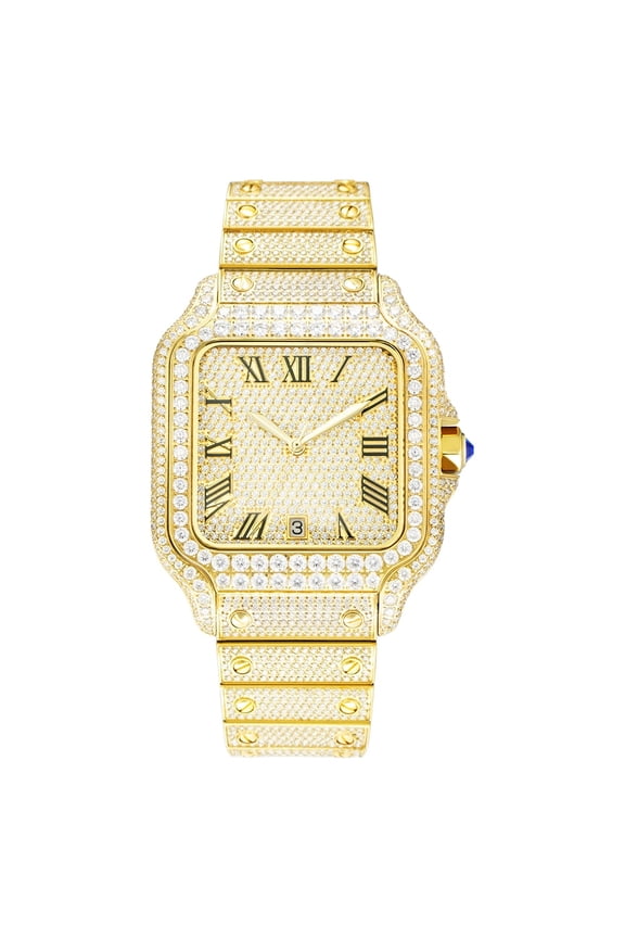 Hip Hop Iced Out VVS1 Moissanite Watch, Luxury Full Diamond Automatic Mechanical Wristwatch
