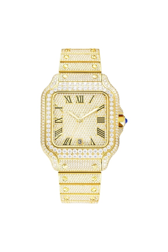 Hip Hop Iced Out VVS1 Moissanite Watch, Luxury Full Diamond Automatic Mechanical Wristwatch