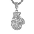 thumbnail image 1 of Hip Hop Iced Silver Plated Cubic Zirconia Boxing Glove Pendant & 4mm 24" Rope Chain Fashion Necklace Set Perfect Gift, 1 of 5